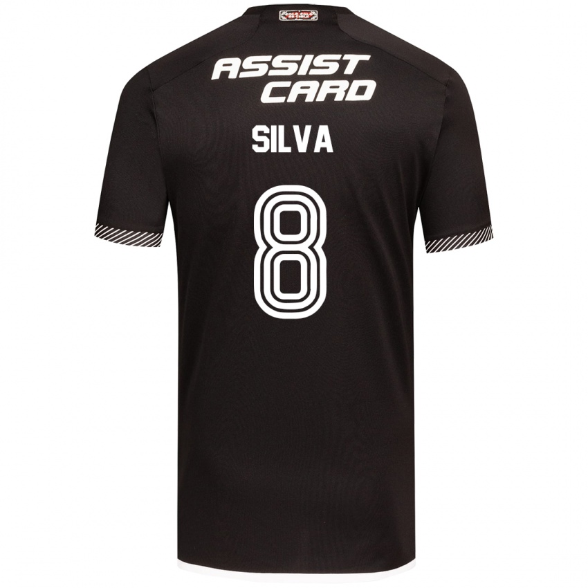 Niño Camiseta Bastián Silva #8 Blanco Negro 2ª Equipación 2024/25 La Camisa Argentina