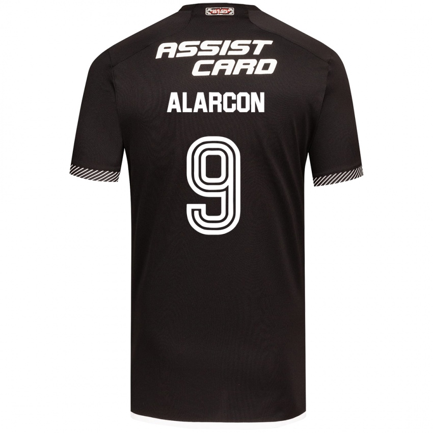 Niño Camiseta Cristian Alarcón #9 Blanco Negro 2ª Equipación 2024/25 La Camisa Argentina