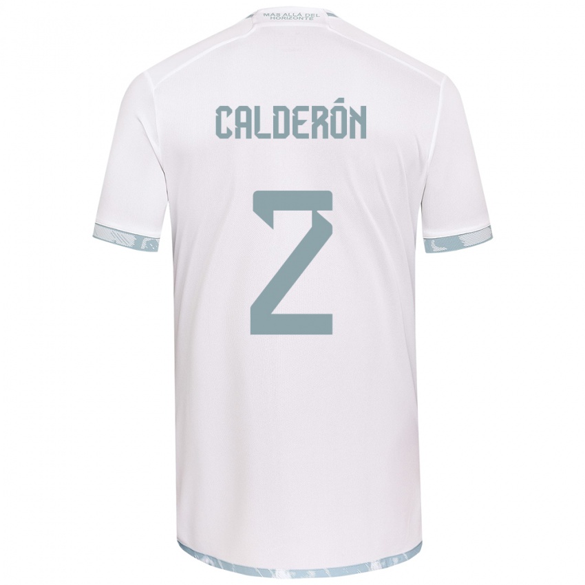 Niño Camiseta Franco Calderón #2 Gris Blanco 2ª Equipación 2024/25 La Camisa Argentina