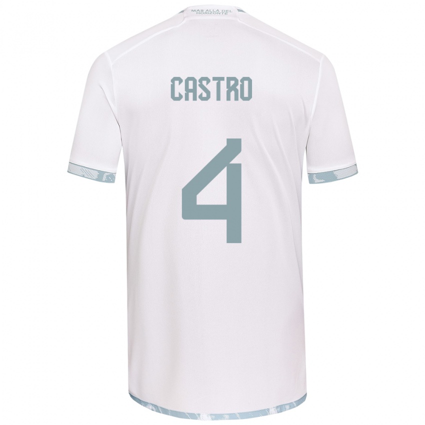 Niño Camiseta José Ignacio Castro #4 Gris Blanco 2ª Equipación 2024/25 La Camisa Argentina