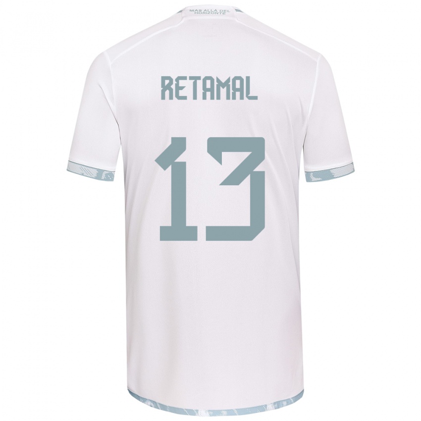 Niño Camiseta David Retamal #13 Gris Blanco 2ª Equipación 2024/25 La Camisa Argentina