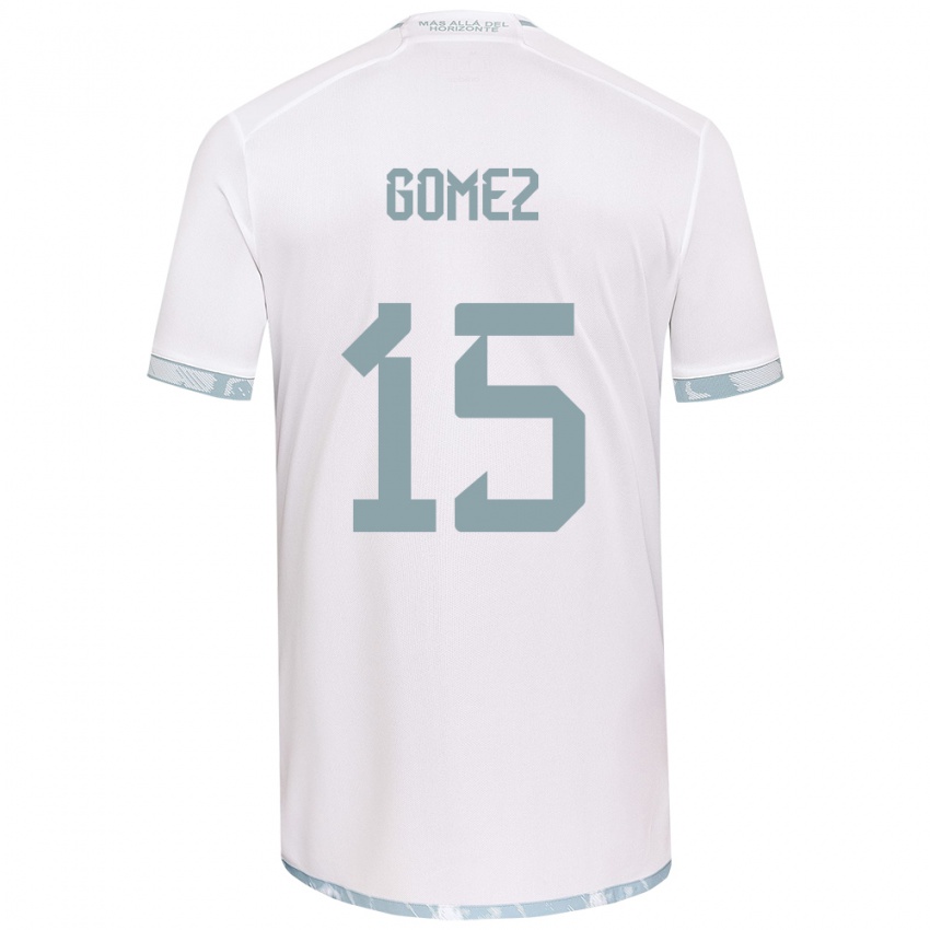 Niño Camiseta Juan Pablo Gómez #15 Gris Blanco 2ª Equipación 2024/25 La Camisa Argentina