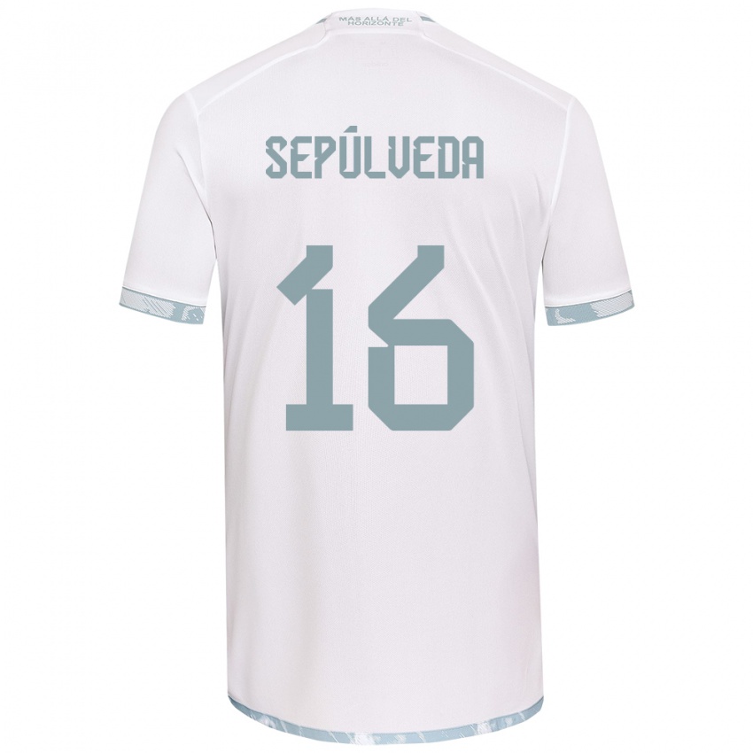 Niño Camiseta Matías Sepúlveda #16 Gris Blanco 2ª Equipación 2024/25 La Camisa Argentina