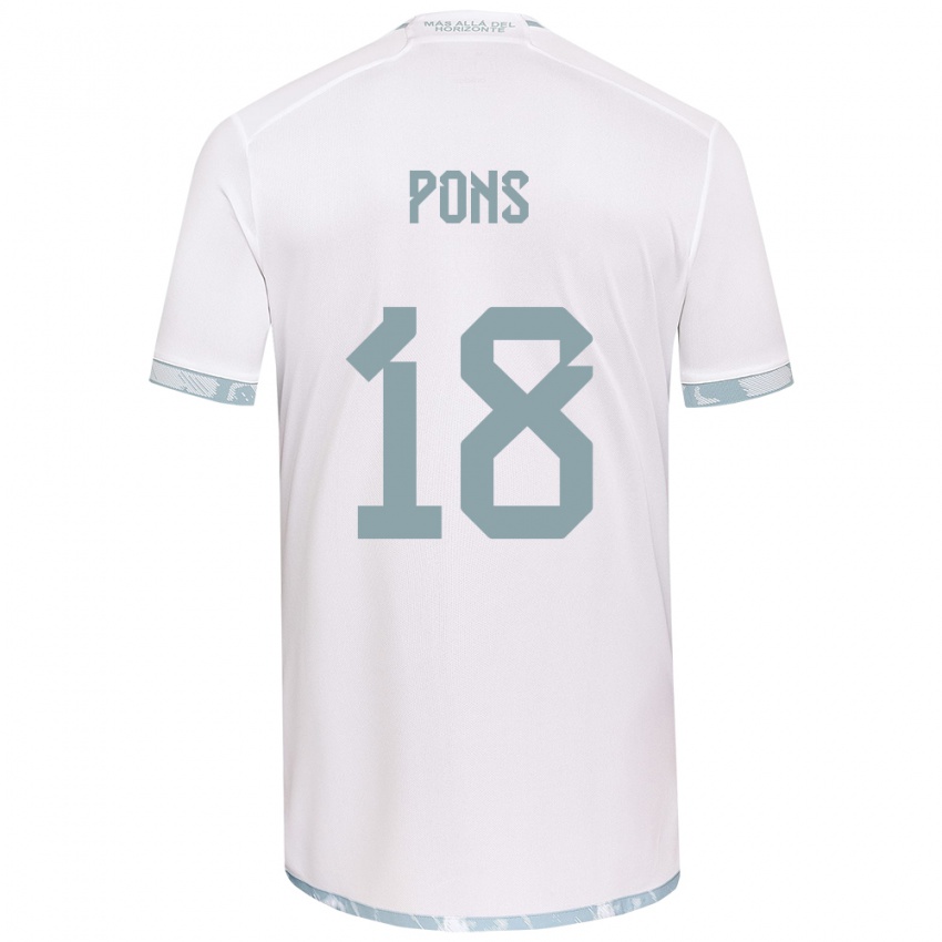 Niño Camiseta Luciano Pons #18 Gris Blanco 2ª Equipación 2024/25 La Camisa Argentina