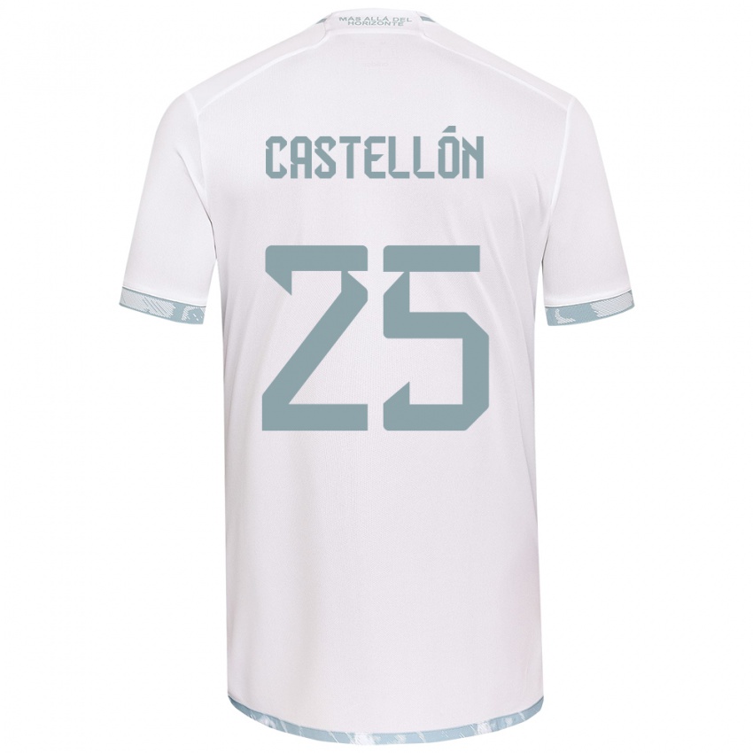 Niño Camiseta Gabriel Castellón #25 Gris Blanco 2ª Equipación 2024/25 La Camisa Argentina