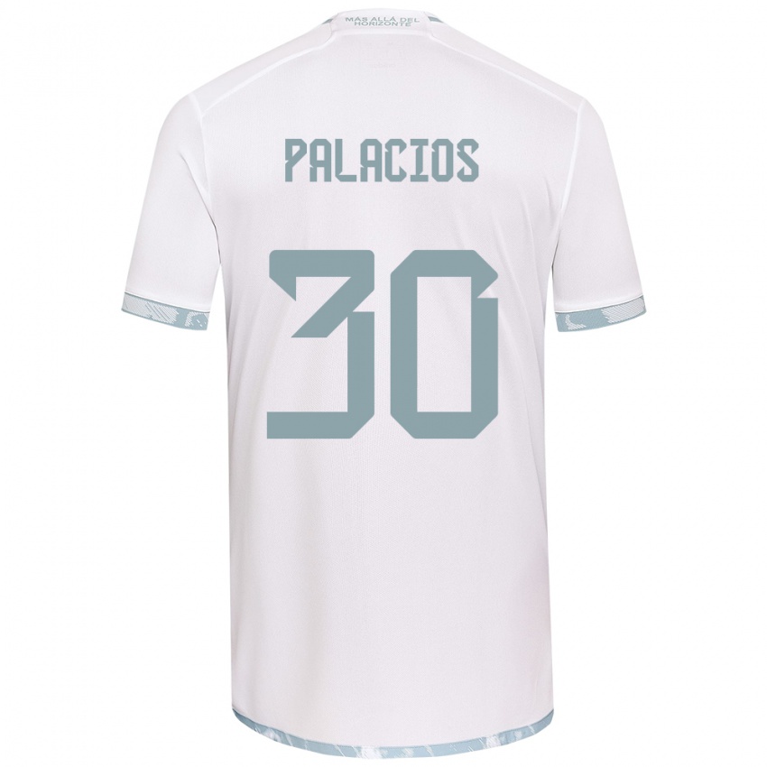 Niño Camiseta Cristian Palacios #30 Gris Blanco 2ª Equipación 2024/25 La Camisa Argentina