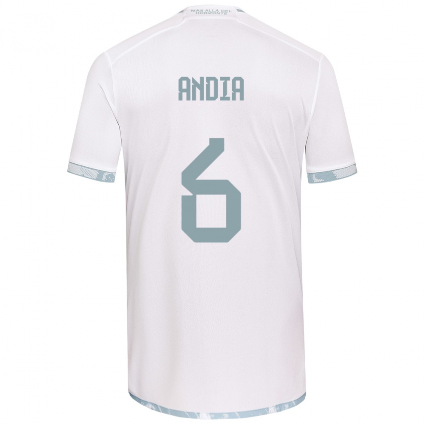 Niño Camiseta Yonathan Andía #6 Gris Blanco 2ª Equipación 2024/25 La Camisa Argentina