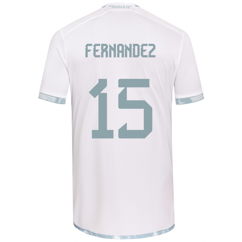 Niño Camiseta Vicente Fernández #15 Gris Blanco 2ª Equipación 2024/25 La Camisa Argentina