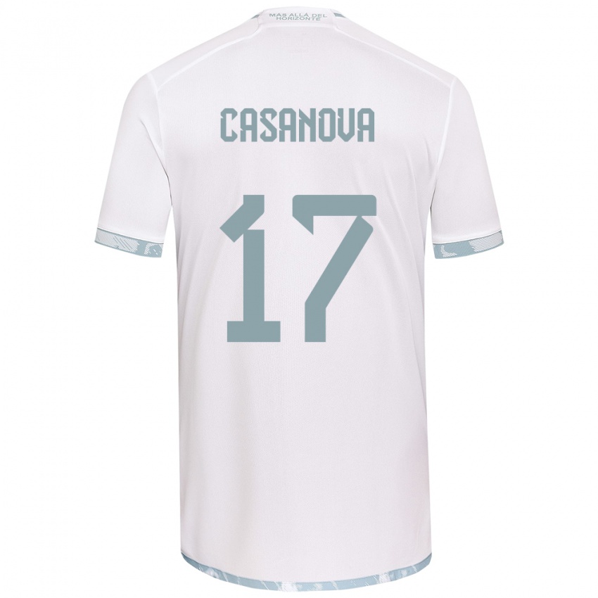 Niño Camiseta Luis Casanova #17 Gris Blanco 2ª Equipación 2024/25 La Camisa Argentina