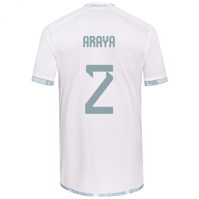 Niño Camiseta Fernanda Araya #2 Gris Blanco 2ª Equipación 2024/25 La Camisa Argentina