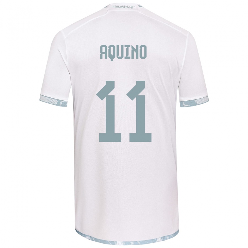 Niño Camiseta Yisel Aquino #11 Gris Blanco 2ª Equipación 2024/25 La Camisa Argentina