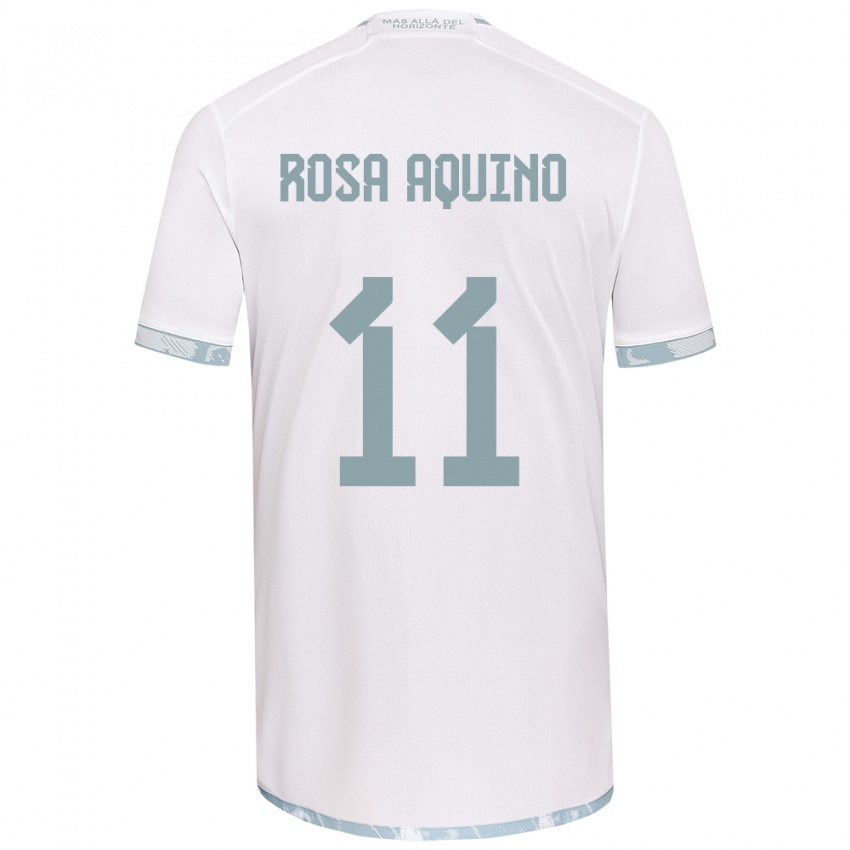 Niño Camiseta Rosa Aquino #11 Gris Blanco 2ª Equipación 2024/25 La Camisa Argentina