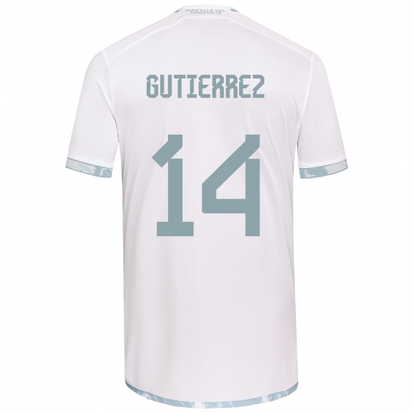 Niño Camiseta Ana Gutiérrez #14 Gris Blanco 2ª Equipación 2024/25 La Camisa Argentina