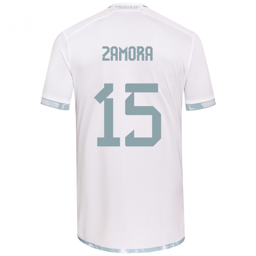 Niño Camiseta Daniela Zamora #15 Gris Blanco 2ª Equipación 2024/25 La Camisa Argentina