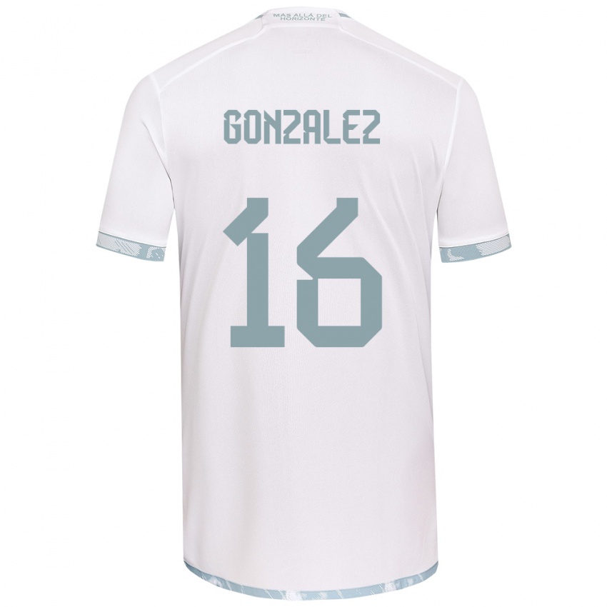 Niño Camiseta Monserratt González #16 Gris Blanco 2ª Equipación 2024/25 La Camisa Argentina