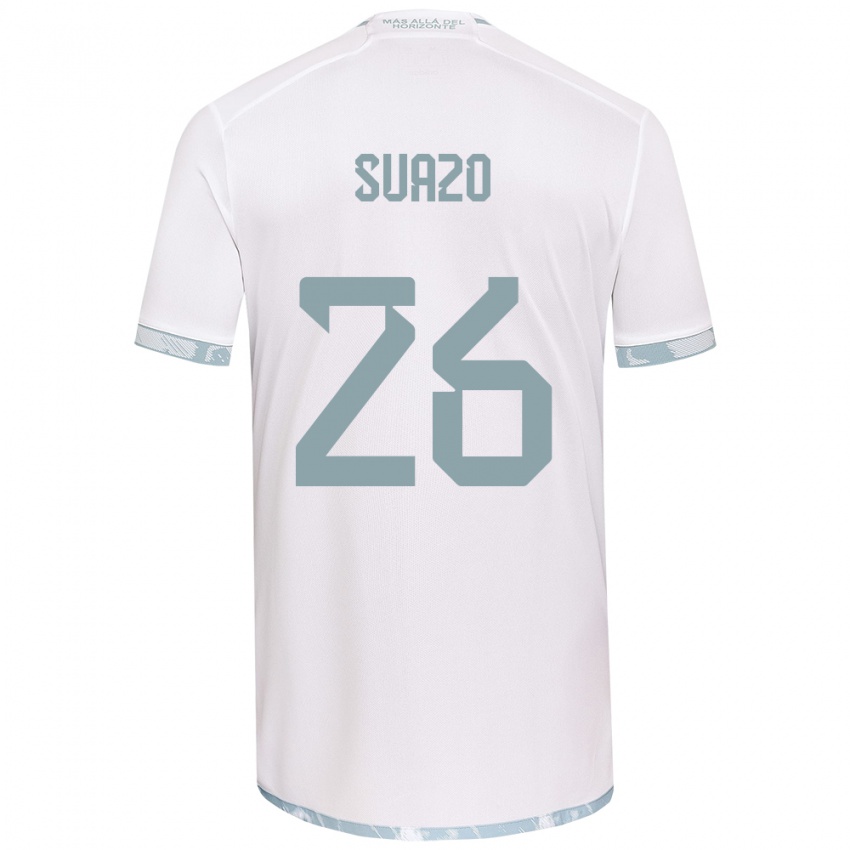 Niño Camiseta Gretzel Suazo #26 Gris Blanco 2ª Equipación 2024/25 La Camisa Argentina