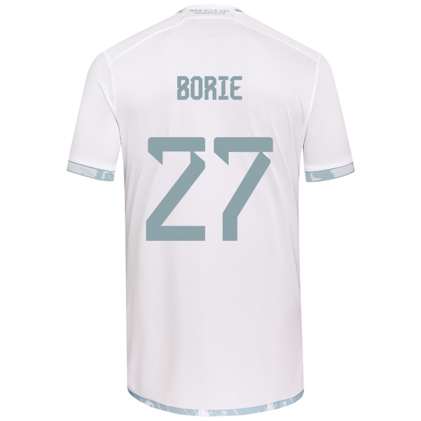 Niño Camiseta Emilie Borie #27 Gris Blanco 2ª Equipación 2024/25 La Camisa Argentina