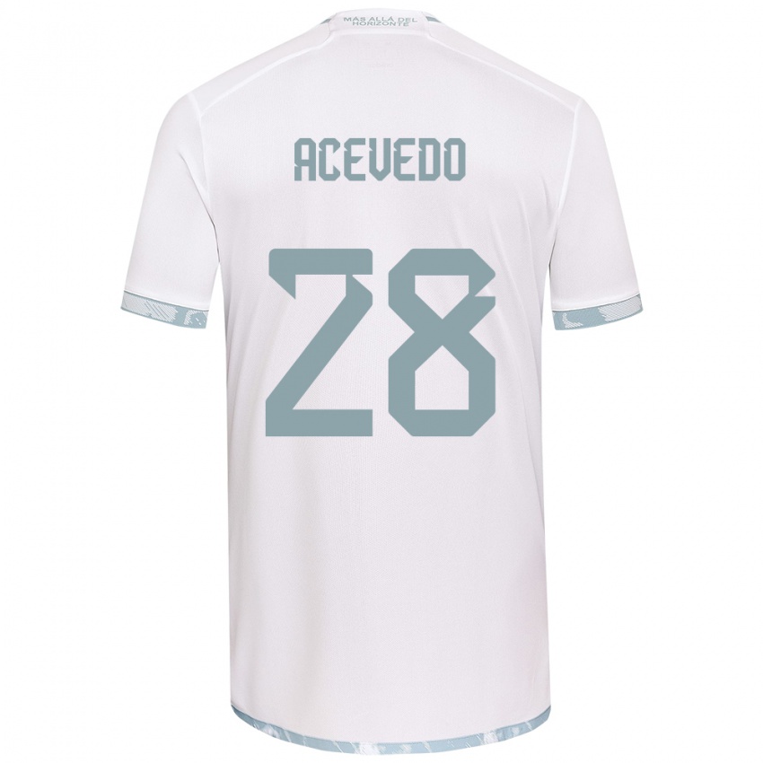 Niño Camiseta Florencia Acevedo #28 Gris Blanco 2ª Equipación 2024/25 La Camisa Argentina