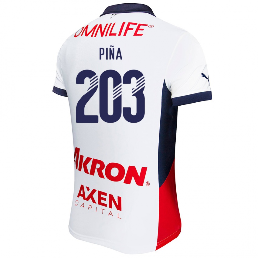 Niño Camiseta Fernando Piña #203 Blanco Rojo Azul 2ª Equipación 2024/25 La Camisa Argentina