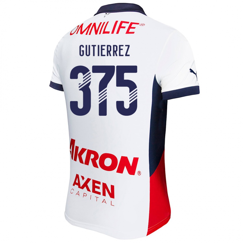 Niño Camiseta Gerson Gutiérrez #375 Blanco Rojo Azul 2ª Equipación 2024/25 La Camisa Argentina