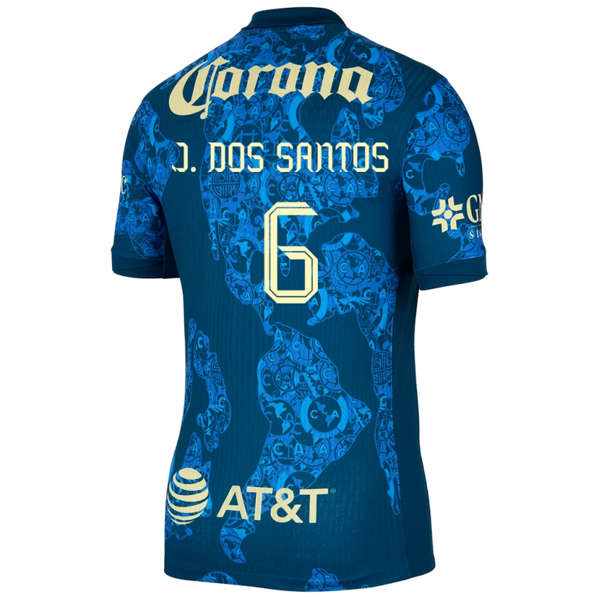 Niño Camiseta Jonathan Dos Santos #6 Azul Amarillo 2ª Equipación 2024/25 La Camisa Argentina