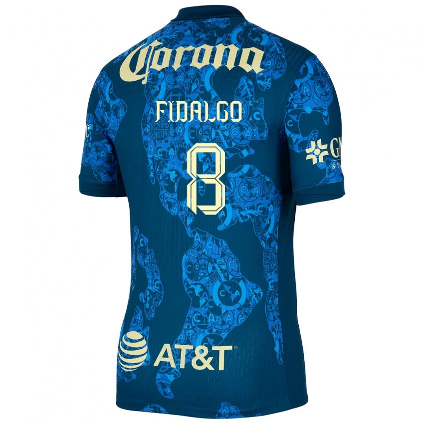 Niño Camiseta Alvaro Fidalgo #8 Azul Amarillo 2ª Equipación 2024/25 La Camisa Argentina