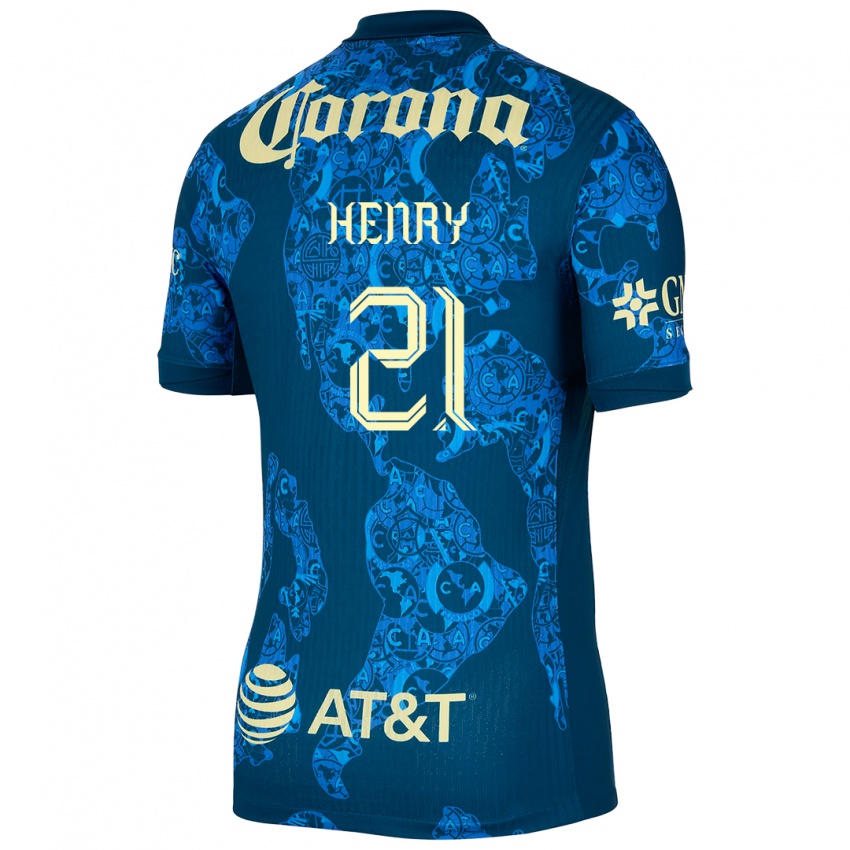 Niño Camiseta Henry Martin #21 Azul Amarillo 2ª Equipación 2024/25 La Camisa Argentina