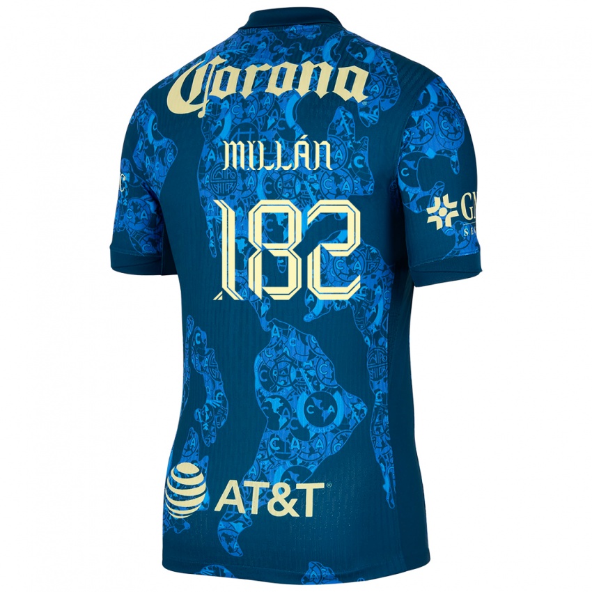 Niño Camiseta Daniel Millán #182 Azul Amarillo 2ª Equipación 2024/25 La Camisa Argentina