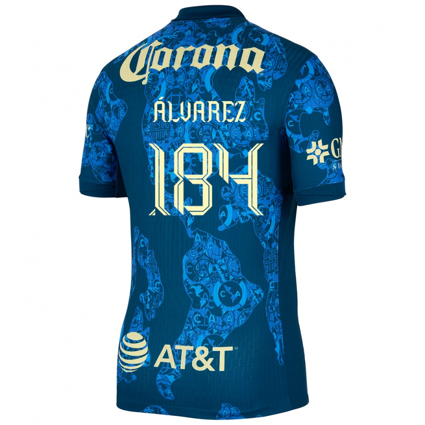 Niño Camiseta Antonio Álvarez #184 Azul Amarillo 2ª Equipación 2024/25 La Camisa Argentina