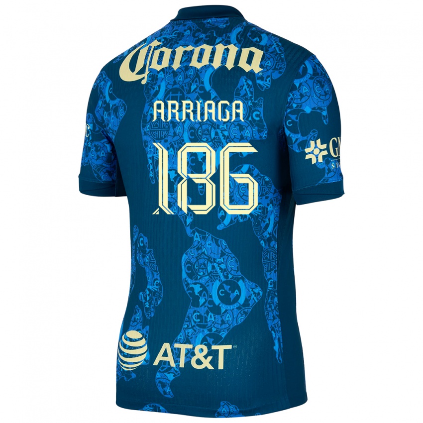 Niño Camiseta Diego Arriaga #186 Azul Amarillo 2ª Equipación 2024/25 La Camisa Argentina