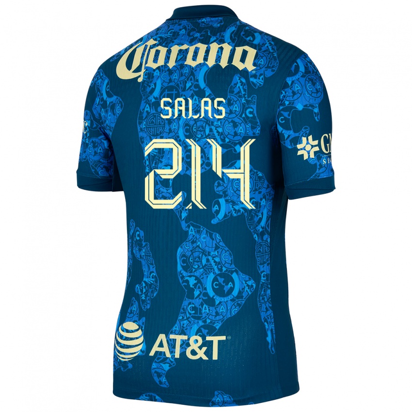 Niño Camiseta Patricio Salas #214 Azul Amarillo 2ª Equipación 2024/25 La Camisa Argentina