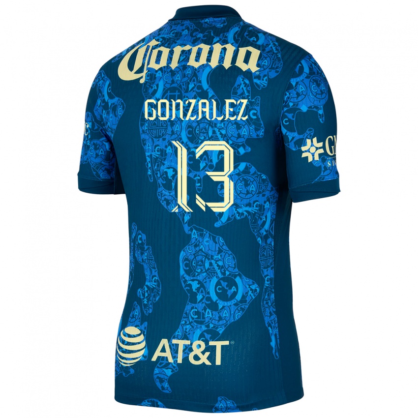 Niño Camiseta Eva Gonzalez #13 Azul Amarillo 2ª Equipación 2024/25 La Camisa Argentina