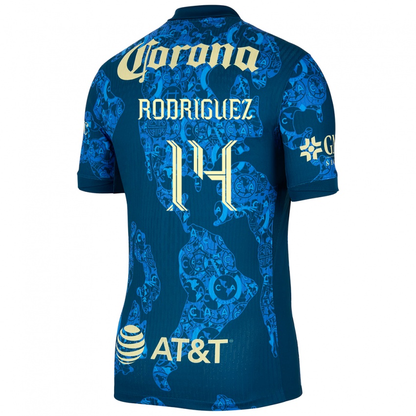 Niño Camiseta Monica Rodriguez #14 Azul Amarillo 2ª Equipación 2024/25 La Camisa Argentina