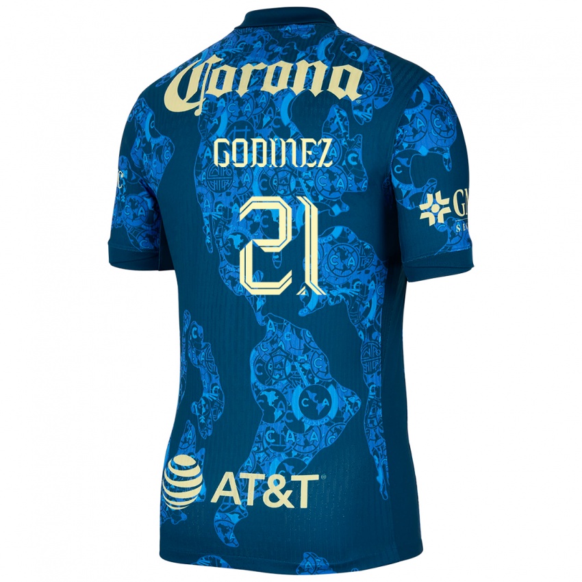 Niño Camiseta Alexandra Godinez #21 Azul Amarillo 2ª Equipación 2024/25 La Camisa Argentina