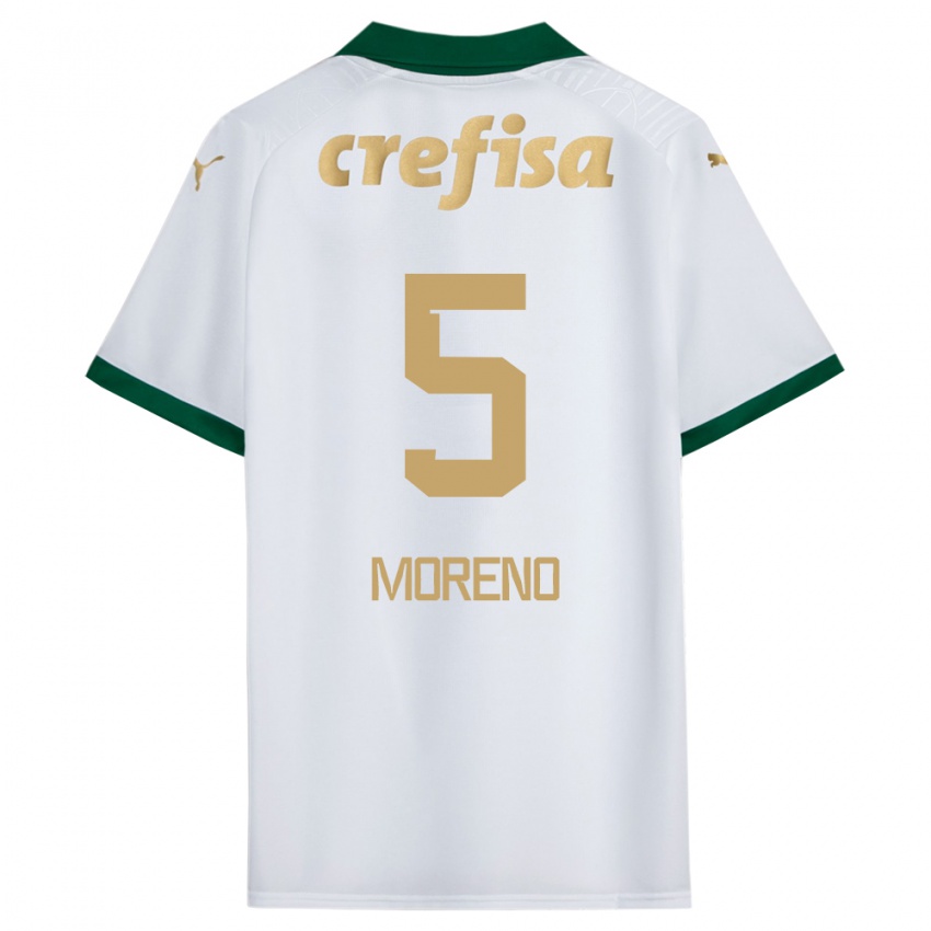 Niño Camiseta Aníbal Moreno #5 Blanco Verde 2ª Equipación 2024/25 La Camisa Argentina