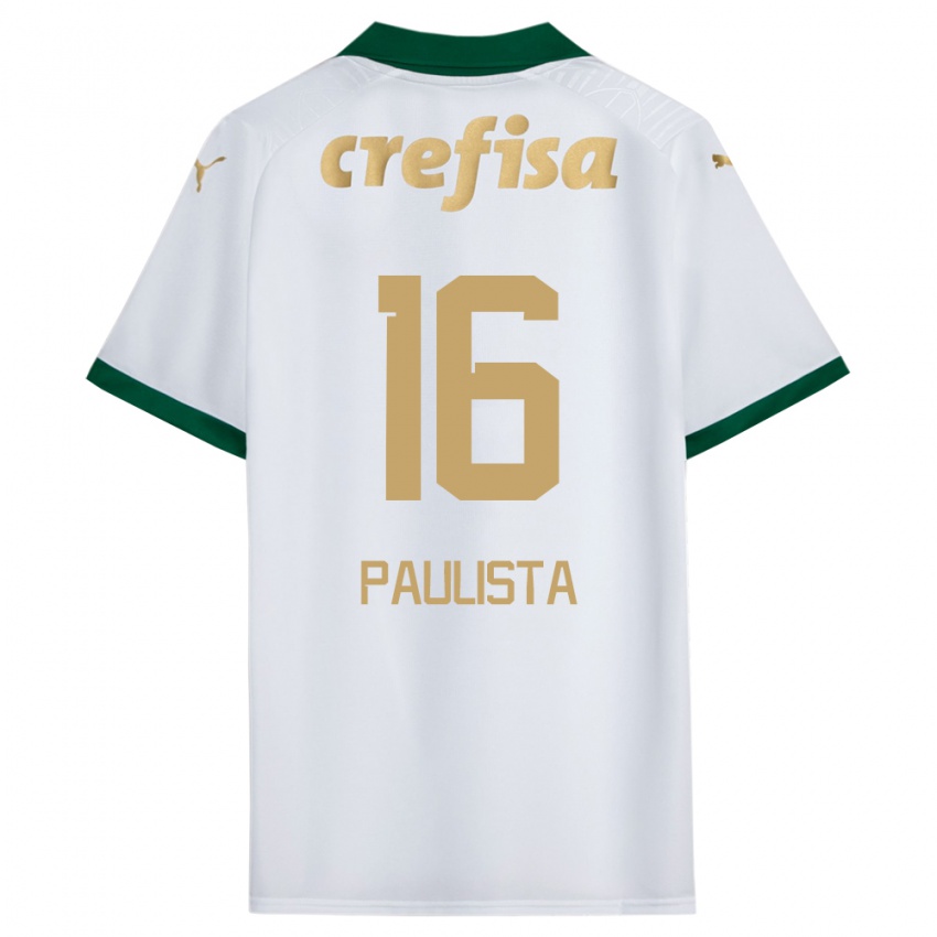 Niño Camiseta Caio Paulista #16 Blanco Verde 2ª Equipación 2024/25 La Camisa Argentina