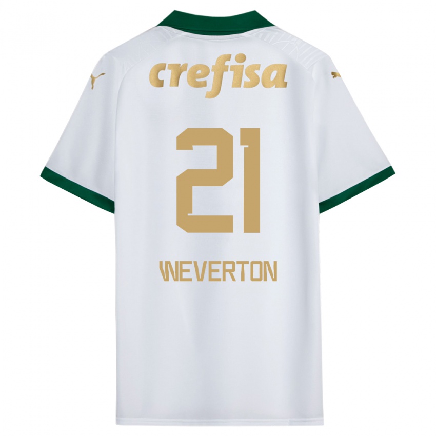 Niño Camiseta Weverton #21 Blanco Verde 2ª Equipación 2024/25 La Camisa Argentina