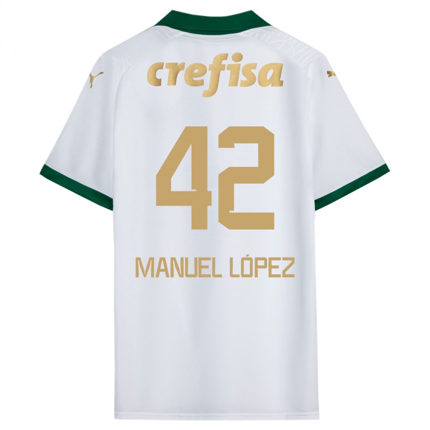 Niño Camiseta José Manuel López #42 Blanco Verde 2ª Equipación 2024/25 La Camisa Argentina