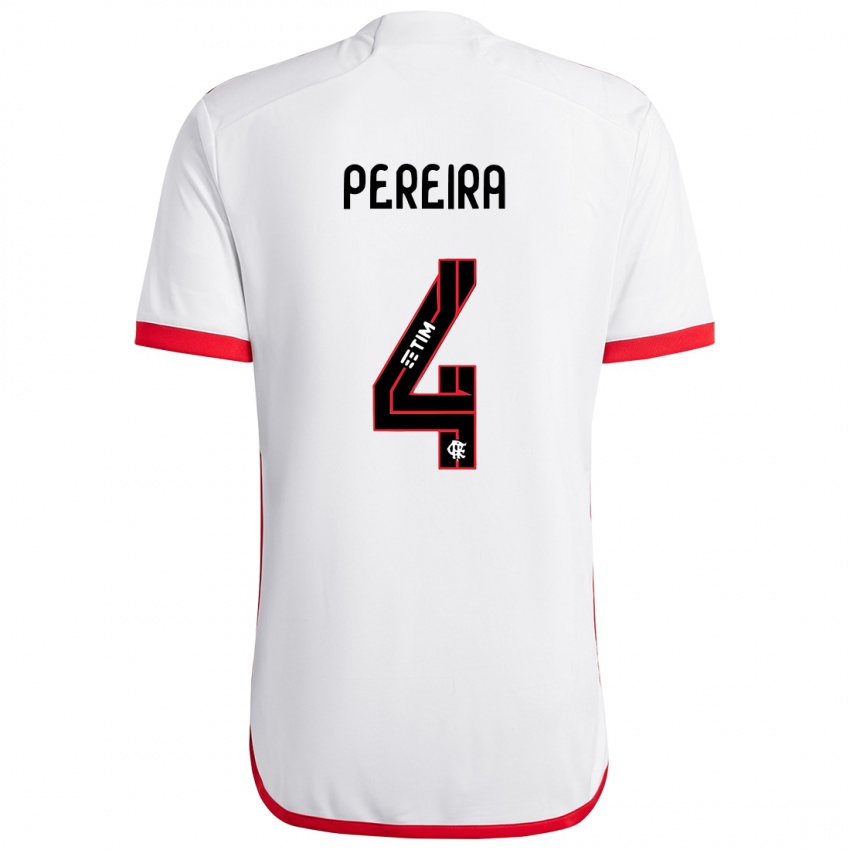 Niño Camiseta Leo Pereira #4 Blanco Rojo 2ª Equipación 2024/25 La Camisa Argentina