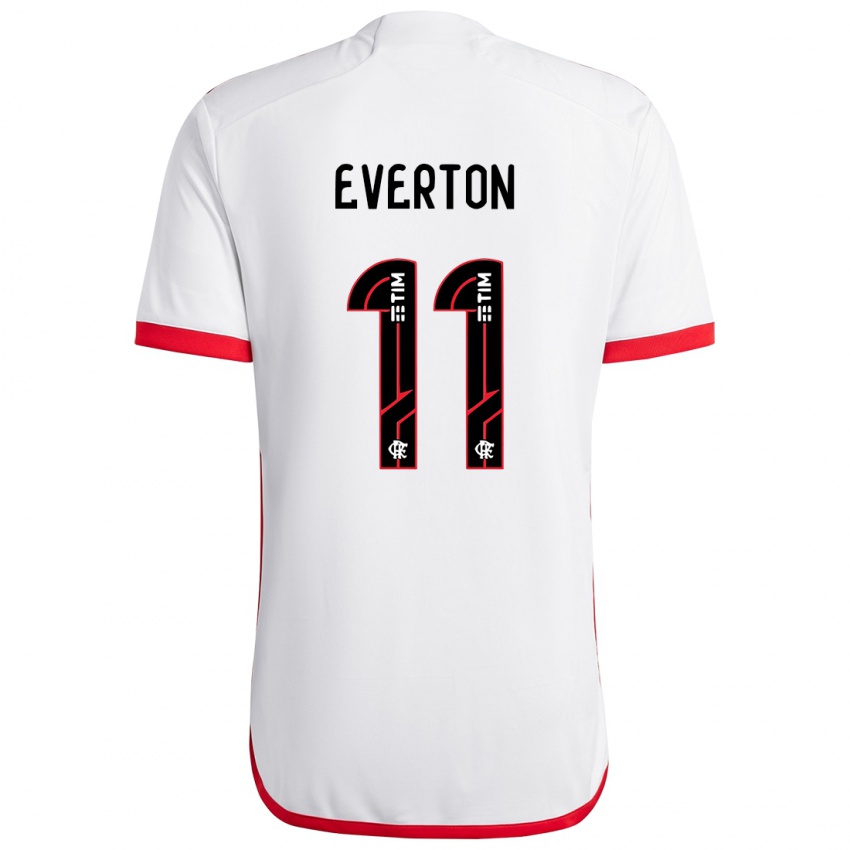 Niño Camiseta Everton #11 Blanco Rojo 2ª Equipación 2024/25 La Camisa Argentina