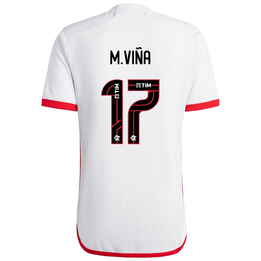 Niño Camiseta Matias Vina #17 Blanco Rojo 2ª Equipación 2024/25 La Camisa Argentina