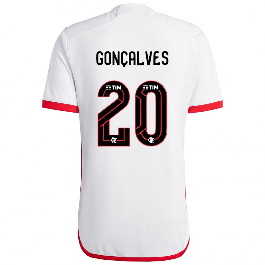 Niño Camiseta Matheus Gonçalves #20 Blanco Rojo 2ª Equipación 2024/25 La Camisa Argentina