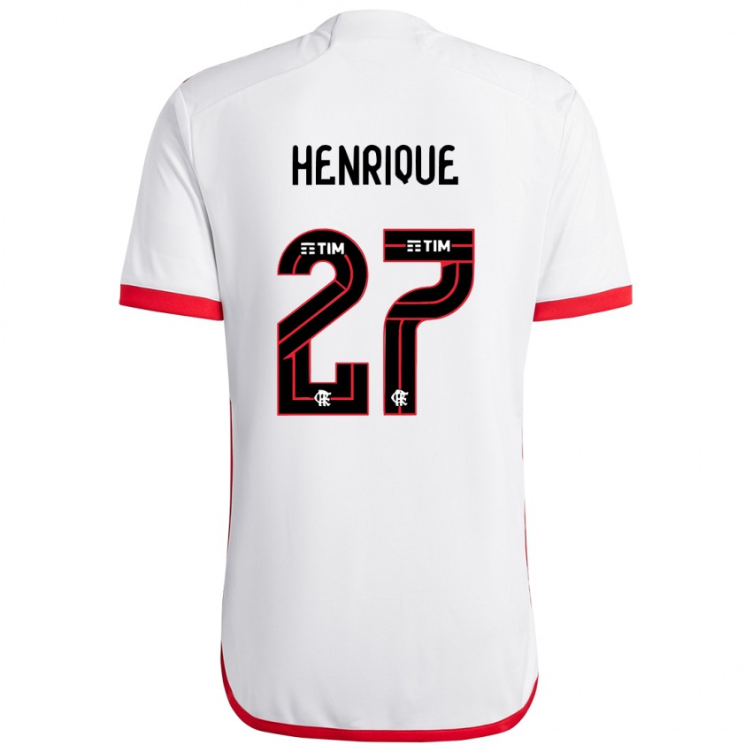 Niño Camiseta Bruno Henrique #27 Blanco Rojo 2ª Equipación 2024/25 La Camisa Argentina