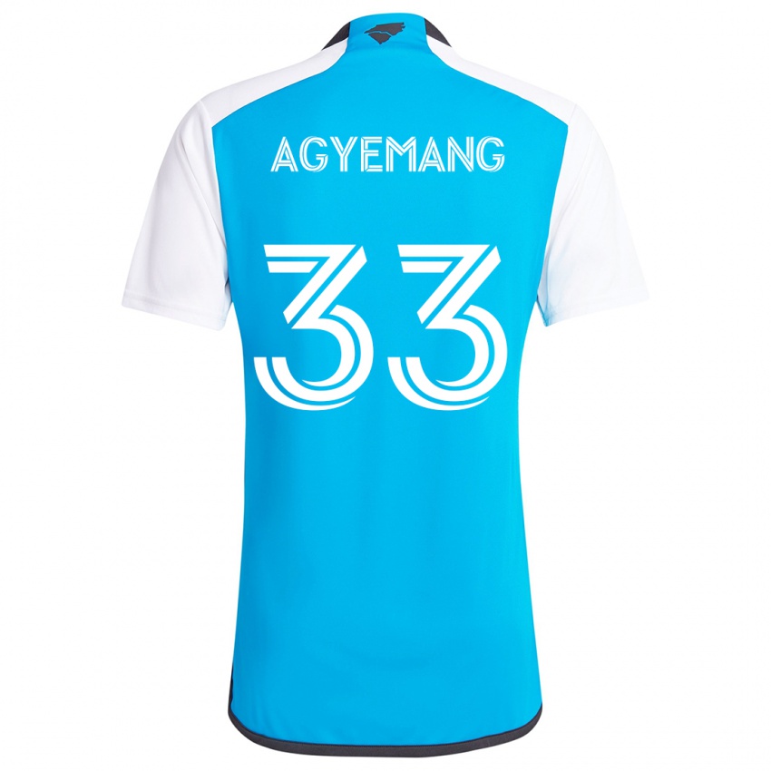 Hombre Camiseta Patrick Agyemang #33 Azul Blanco 1ª Equipación 2024/25 La Camisa Argentina