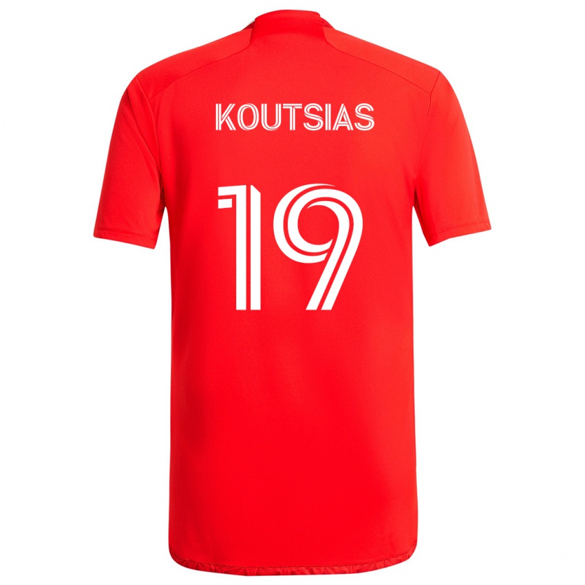 Hombre Camiseta Georgios Koutsias #19 Rojo Blanco 1ª Equipación 2024/25 La Camisa Argentina