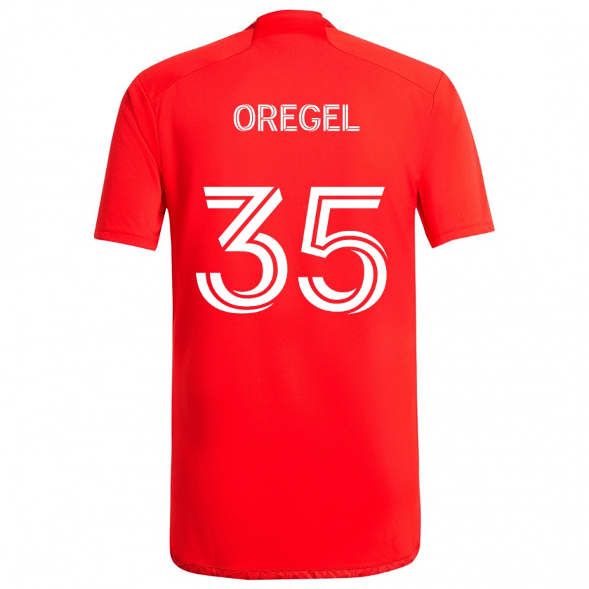 Hombre Camiseta Sergio Oregel #35 Rojo Blanco 1ª Equipación 2024/25 La Camisa Argentina