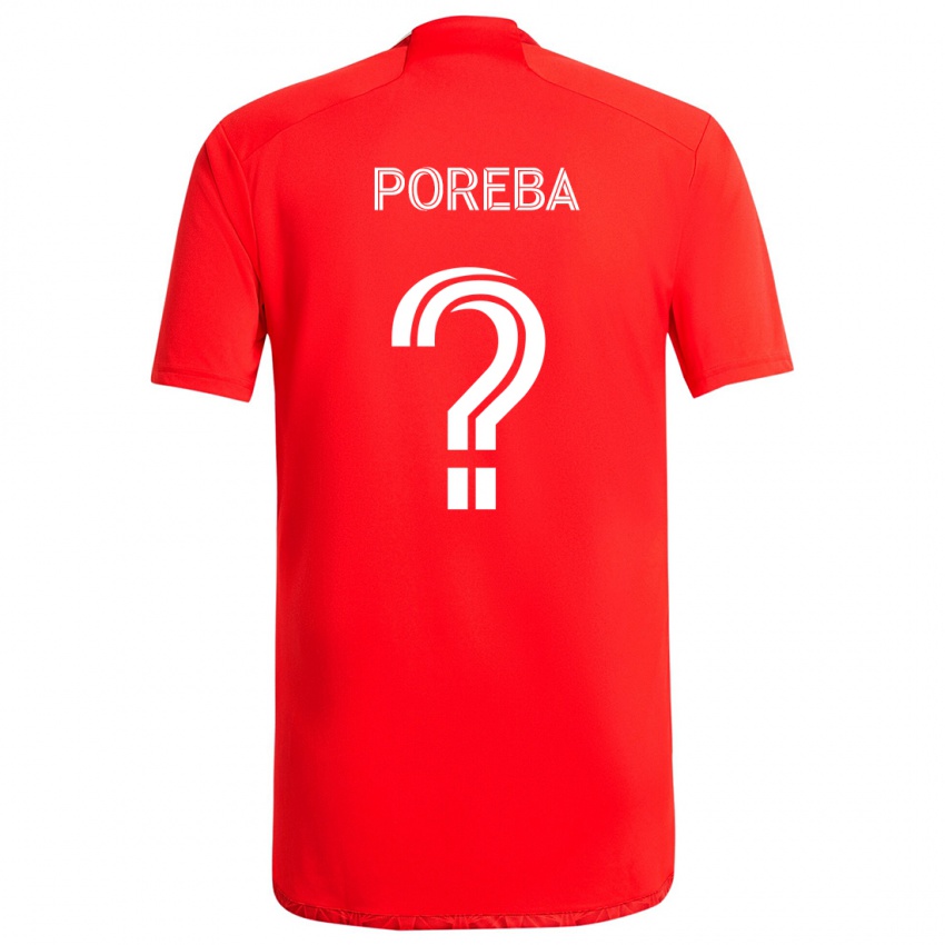 Hombre Camiseta David Poreba #0 Rojo Blanco 1ª Equipación 2024/25 La Camisa Argentina