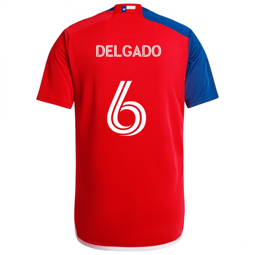 Hombre Camiseta Patrickson Delgado #6 Azul Rojo 1ª Equipación 2024/25 La Camisa Argentina