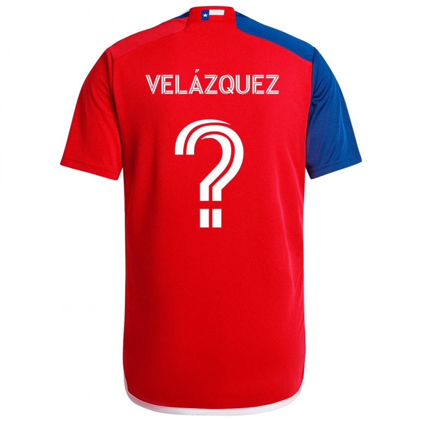 Hombre Camiseta Ougir Velázquez #0 Azul Rojo 1ª Equipación 2024/25 La Camisa Argentina