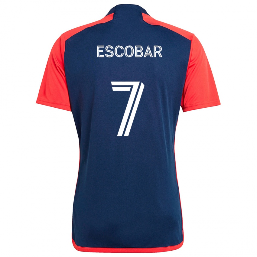 Hombre Camiseta Olger Escobar #7 Azul Rojo 1ª Equipación 2024/25 La Camisa Argentina